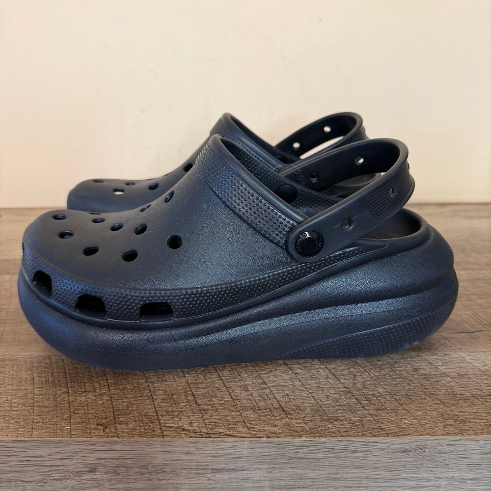 Crocs Classic Crush Slide Clogs Black Size Women’s 10